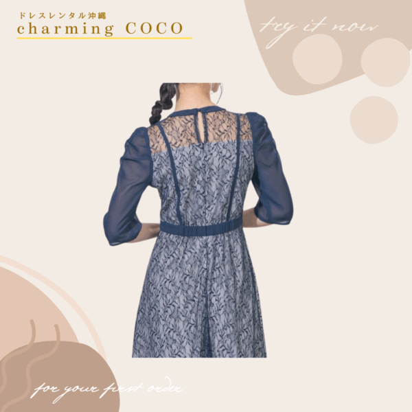 シフォン切替レースドレス【ネイビー】 - 画像 (5)