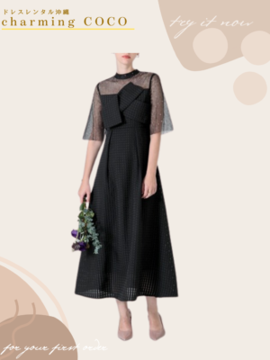 ビスチェ風ワッフルドレス【ブラック】