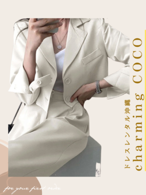 ショート丈JKセットアップパンツドレス【アイボリー】